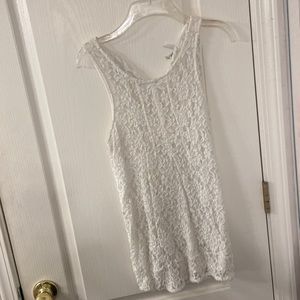 Sheer lace white tank top